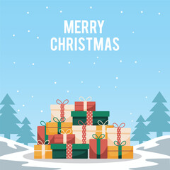 Christmas artwork illustration with gift box