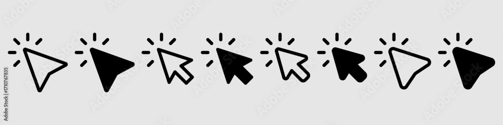 Aufkleber set of hand pointer symbol in trendy flat style. computer mouse click cursor. click cursor collectio