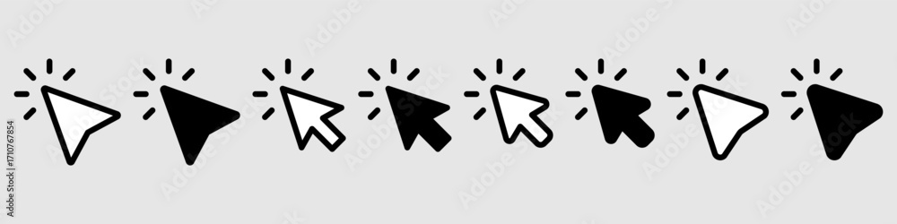 Aufkleber set of hand pointer symbol in trendy flat style. computer mouse click cursor. click cursor collectio