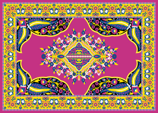 Traditional Sindhi Ajrak print pattern depicting ancient cultural textile art of Sindh in vibrant