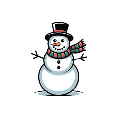 Smiling snowman vector illustration for holiday greeting