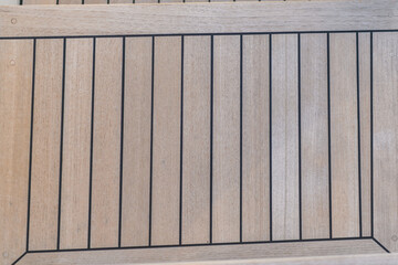 Teak wood deck texture background. Wooden deck on super yacht. Yachting concept.