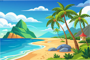 tropical island with palm trees