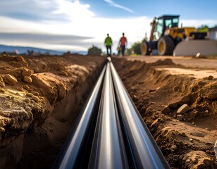 Construction site, utility pipes