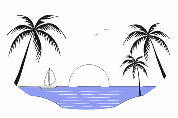 tropical island with palm trees