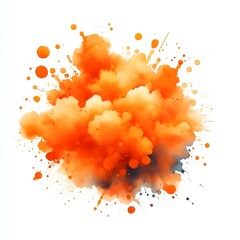 An orange watercolor splash isolated on white background .