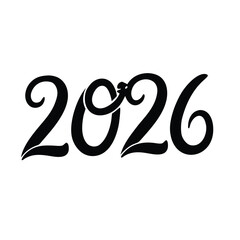 Elegant black script year with snake white