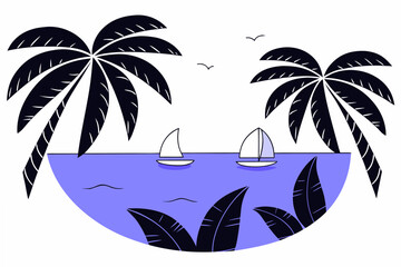 vector illustration of a tropical island