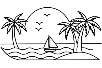 tropical island with palm trees