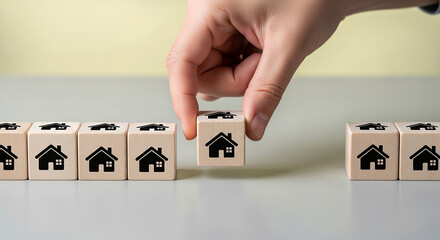 Choosing Your Dream Home Blocks Representing Real Estate Options Property Selection and Investment Opportunities Find