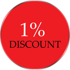 Up to 1 Percent Discount Star Badge – Red Promotional Sale Sticker, Special Offer Marketing Label, Retail Shopping Price Cut Tag, E-commerce Discount Icon for Advertising Campaign