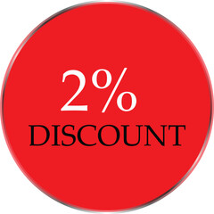 Up to 2 Percent Discount Star Badge – Red Promotional Sale Sticker, Special Offer Marketing Label, Retail Shopping Price Cut Tag, E-commerce Discount Icon for Advertising Campaign