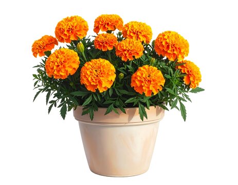 Vibrant Orange Marigold Bouquet in Terracotta Pot