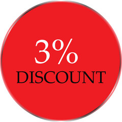 Up to 3 Percent Discount Star Badge – Red Promotional Sale Sticker, Special Offer Marketing Label, Retail Shopping Price Cut Tag, E-commerce Discount Icon for Advertising Campaign