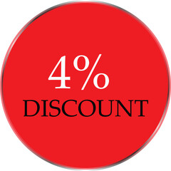 Up to 4 Percent Discount Star Badge – Red Promotional Sale Sticker, Special Offer Marketing Label, Retail Shopping Price Cut Tag, E-commerce Discount Icon for Advertising Campaign