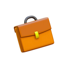 Stylized orange briefcase with handle and clasp
