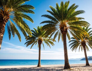 Obraz premium Palm trees on a sunny beach (1)