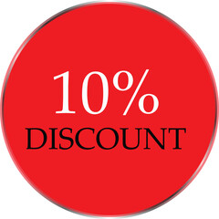 Up to 10 Percent Discount Star Badge – Red Promotional Sale Sticker, Special Offer Marketing Label, Retail Shopping Price Cut Tag, E-commerce Discount Icon for Advertising Campaign