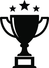 Vector trophy icon with stars symbolizing achievement and victory