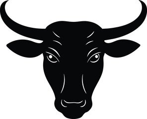 close-up of horned cattle head vector art
