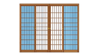 Traditional Japanese Sliding Doors with Light Blue Dividers
