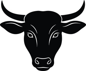 majestic horned cow head farm animal vector illustration
