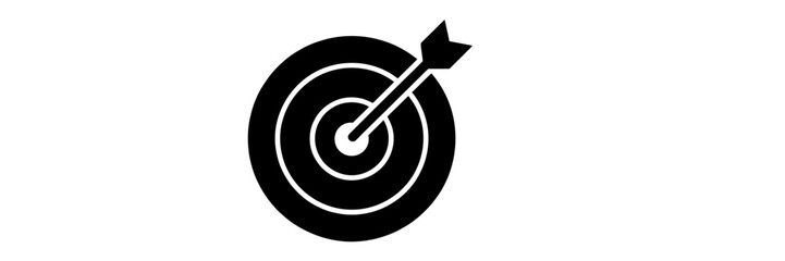 Black and White Target with Arrow Hitting Bullseye Depicting Success and Achievement of Goals Aiming for Results