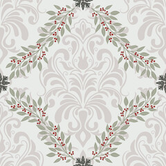 Damask modern seamless pattern element. Vintage classical old fashioned damask ornament, seamless texture for wallpapers, textile.