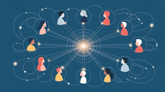 Connected Network of Diverse People Representing Global Communication and Collaboration in a Modern Technological World