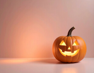 室内に置かれた一つのハロウィンかぼちゃ。