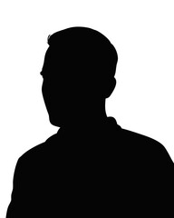 one caucasian man portrait silhouette backside sad despair lonely in studio white background .
