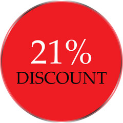Up to 21 Percent Discount Star Badge – Red Promotional Sale Sticker, Special Offer Marketing Label, Retail Shopping Price Cut Tag, E-commerce Discount Icon for Advertising Campaign
