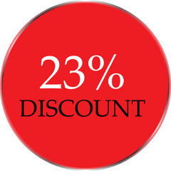 Up to 23 Percent Discount Star Badge – Red Promotional Sale Sticker, Special Offer Marketing Label, Retail Shopping Price Cut Tag, E-commerce Discount Icon for Advertising Campaign