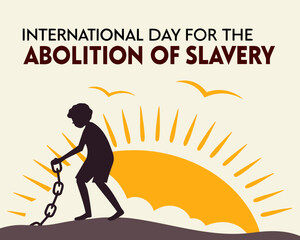 International Day for the Abolition of Slavery illustration with a boy breaking chains freedom concept