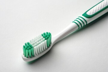 Toothbrush on a Smooth Surface Ready for Oral Hygiene Routine