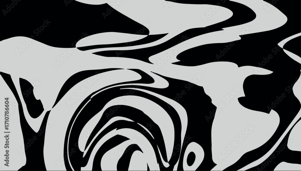 Poster abstract black and white gradient shapes background, minimal modern vector design with flowing geome