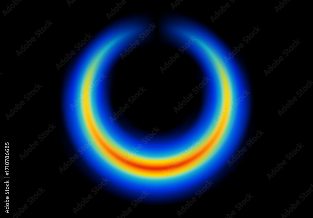 Poster abstract shape glowing in neon light with heatmap color palette