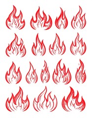 Red hand-drawn fire symbols