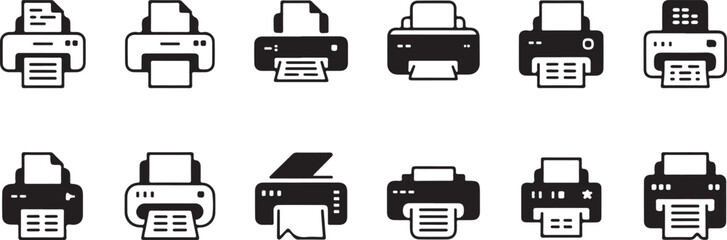 Printer Icon Set A Collection of Office Equipment Symbols for Printing Solutions
