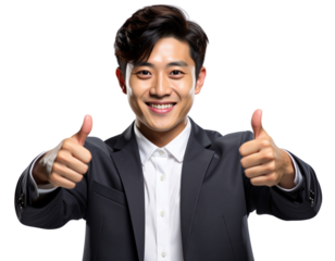 Excited Young Asian Businessman Positive Gesture Isolated PNG