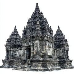 Naklejka premium Majestic Architectural Marvel: Captivating view of a stone structure showcasing intricate detailing. A historical landmark is visible.