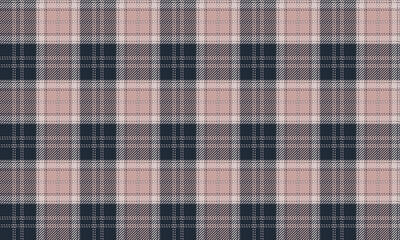 Seamless plaid fabric pattern, navy blue, pink for designing clothes, skirts, pants, shirts, adding contemporary charm to every look with style and uniqueness.