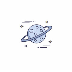  Planet with Ring Icon . generative ai