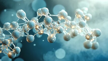 Rotating chain of atoms on a blue background. Seamless loop. - Powered by Adobe