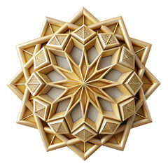 Intricate geometric star pattern with detailed textures and depth isolated on transparent background