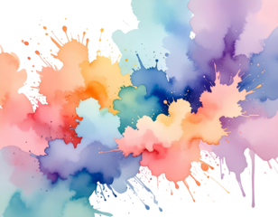 Watercolor splashes in pastel shades, PNG  