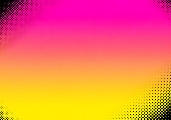 Vibrant gradient background with retro halftone dots in pink orange and yellow hues