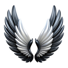 Elegant black and white angel wings spreading symbolizing freedom and grace isolated on transparent background