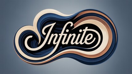 Abstract rendering of the word infinite with swirling lines and a gradient background, creating a sense of depth and motion, isolated on white background