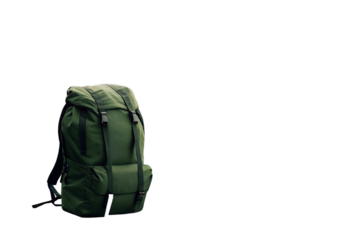 Olive green tactical backpack isolated on white background